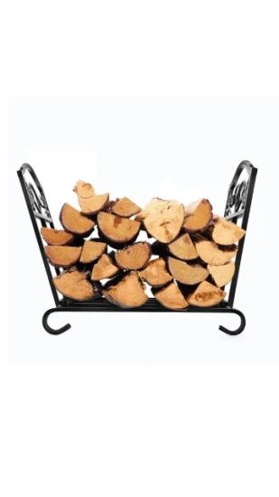 Support de bûches en bois robuste, petite étagère de rangement de bois de chauffage avec support d'allumage pour cheminée de noël