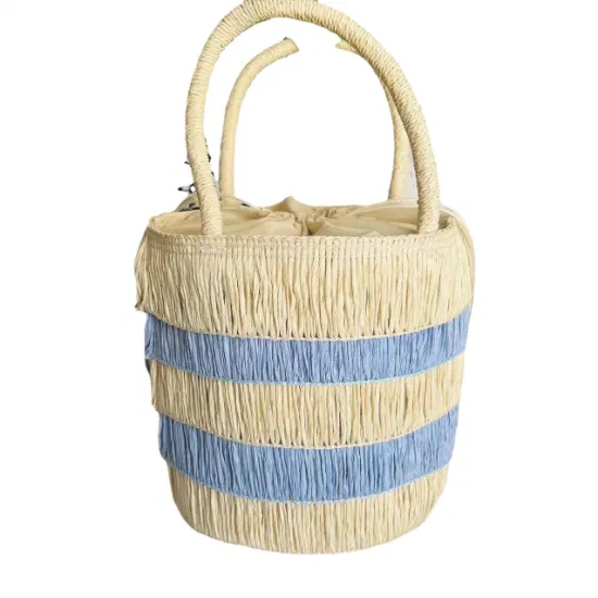 Sac de paille en corde de papier avec pompon d'épissure, sac à bandoulière tissé Portable, nouvelle collection 2023