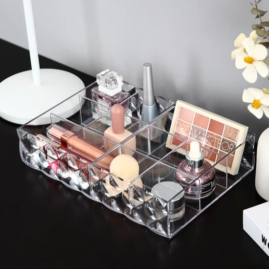 Organisateur de pinceaux de maquillage en acrylique, vente en gros, avec tiroirs, grande commode transparente, étui à cosmétiques, bac de rangement de maquillage